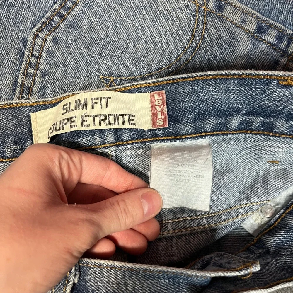 Levis 514 Slim Fit Light Wash Blue Denim Jeans 36x30 Mens 100% Cotton